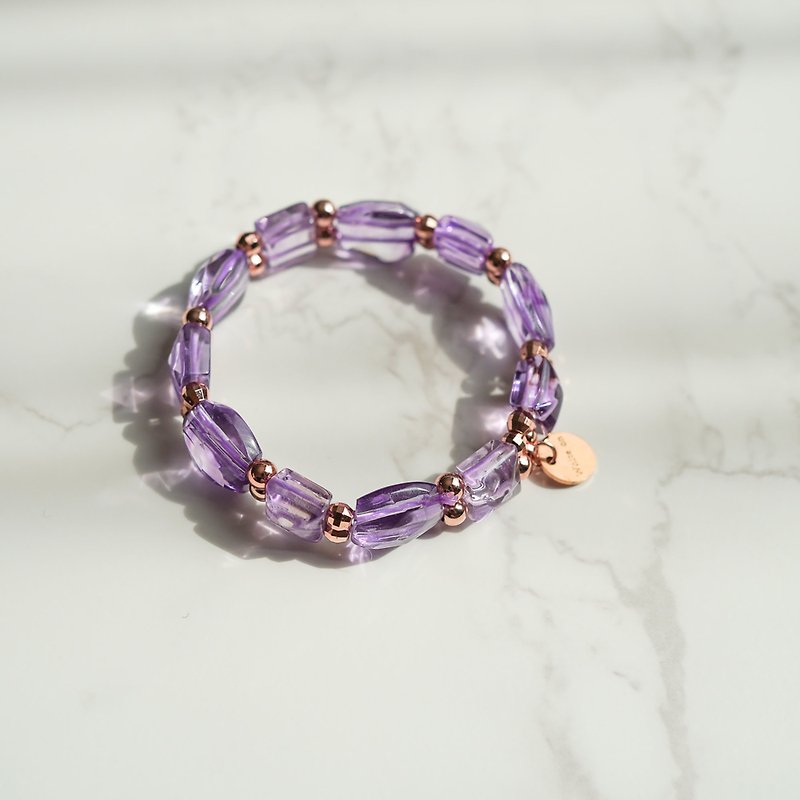 紫水晶14KGF玫瑰金手排手链 - 手链/手环 - 水晶 