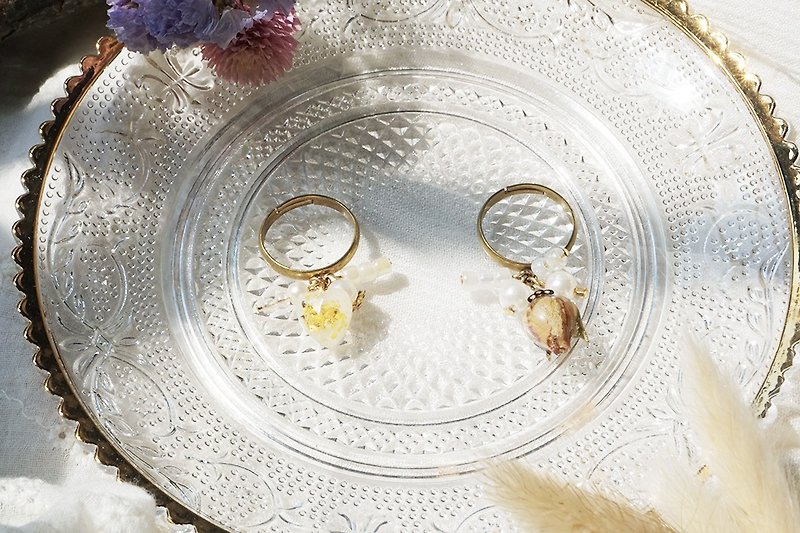 皮尔西雑货 ピアス－唯美小堆堆戒指 - 戒指 - 植物．花 金色