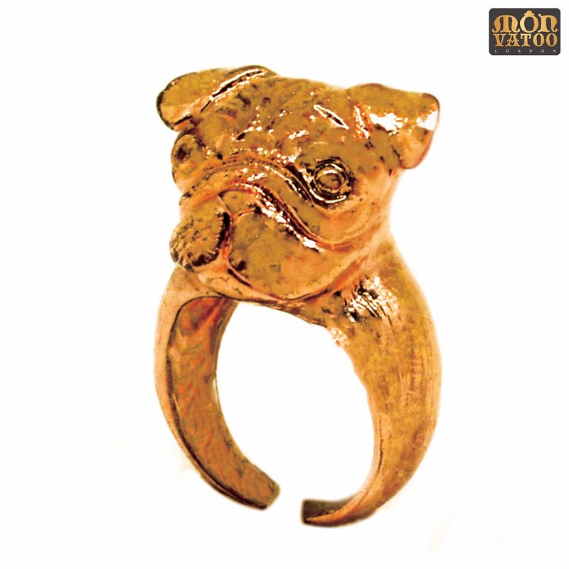 Rose Gold Pug Ring - 戒指 - 其他材质 粉红色