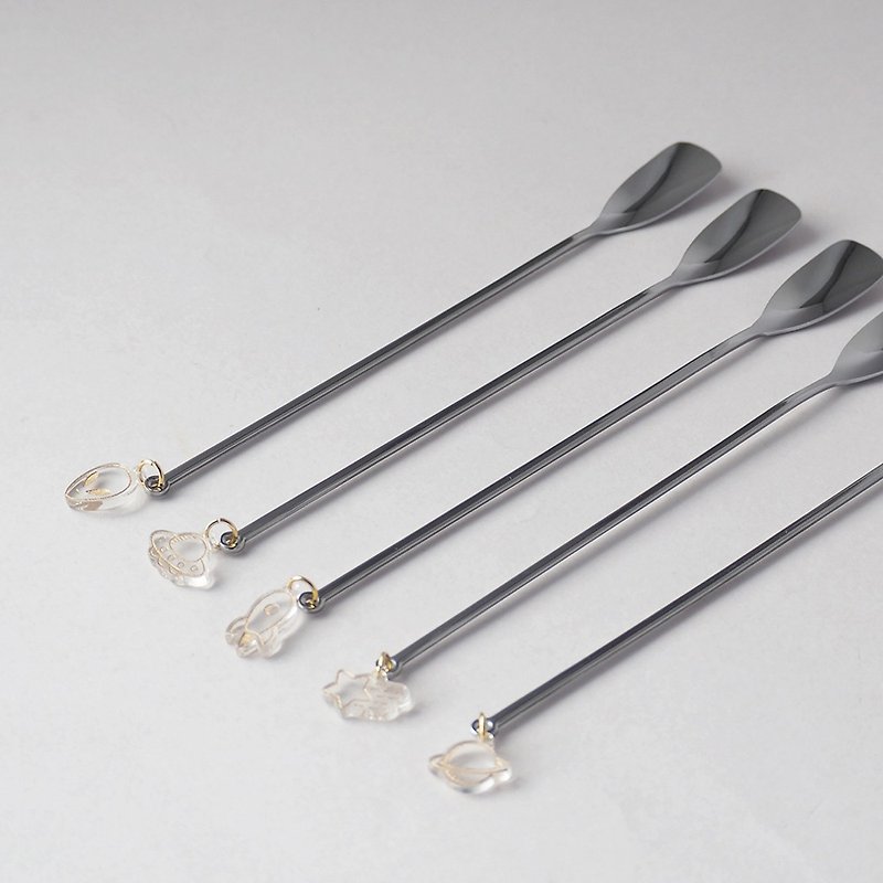 日本高桑金属  日制宇宙造型垂饰不锈钢搅拌匙-2入-多款可选 - 餐刀/叉/匙组合 - 不锈钢 银色