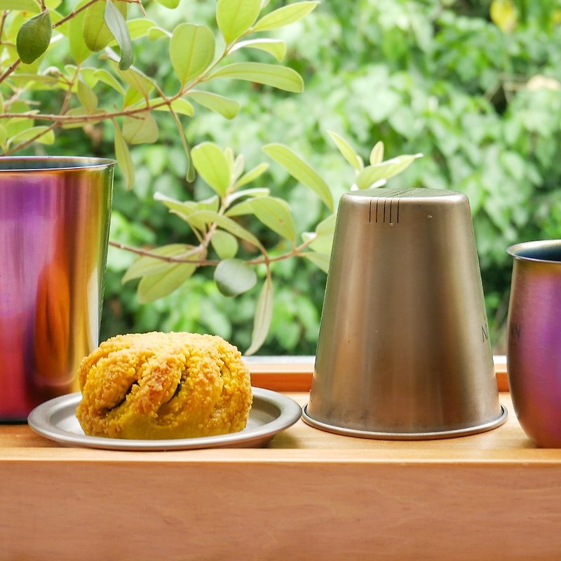 纯钛泡茶组│滤茶杯 + 钛碟 (点心盘) 各式茶杯适用/ 抗菌好洗 - 茶具/茶杯 - 其他金属 银色