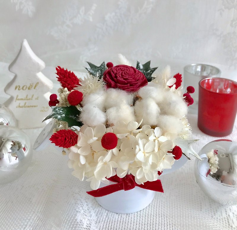 Masako 红白色调 小盆花 永生花混干燥花 期间限定 - 干燥花/捧花 - 植物．花 