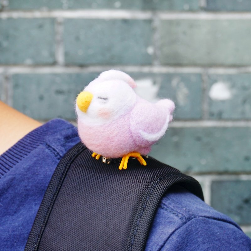 一只有想法的鸟 - 羊毛毡紫色鹦鹉 挂饰摆饰背包挂饰钥匙圈圣诞礼 - 摆饰 - 羊毛 紫色