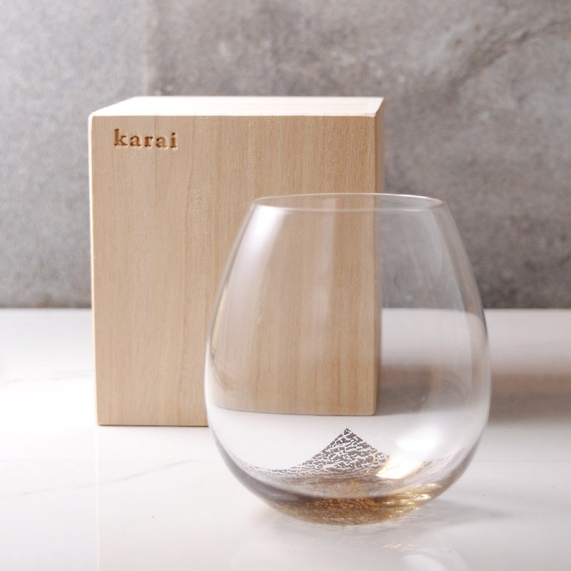280cc【江戸硝子】日本花蕾Karai金箔杯 定制化 - 茶具/茶杯 - 玻璃 橘色