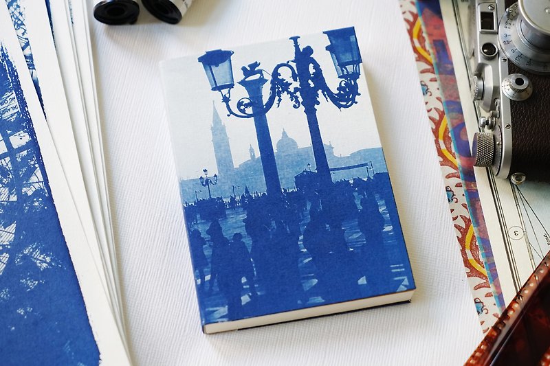 手工蓝晒笔记本 - 圣马可广场 - 卡片/明信片 - 纸 蓝色