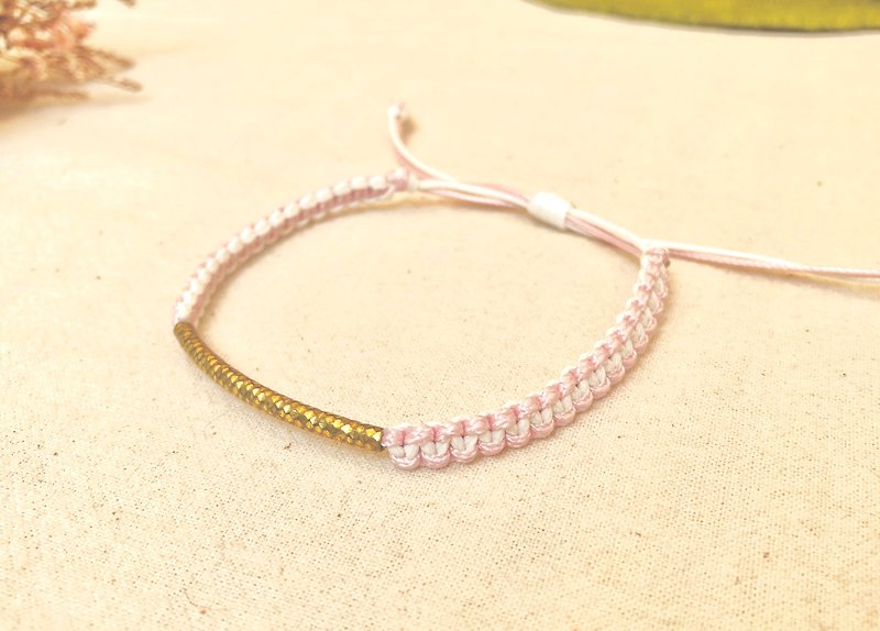 日本双色黄铜绳编系列 (手环/脚环) - 手链/手环 - 防水材质 粉红色