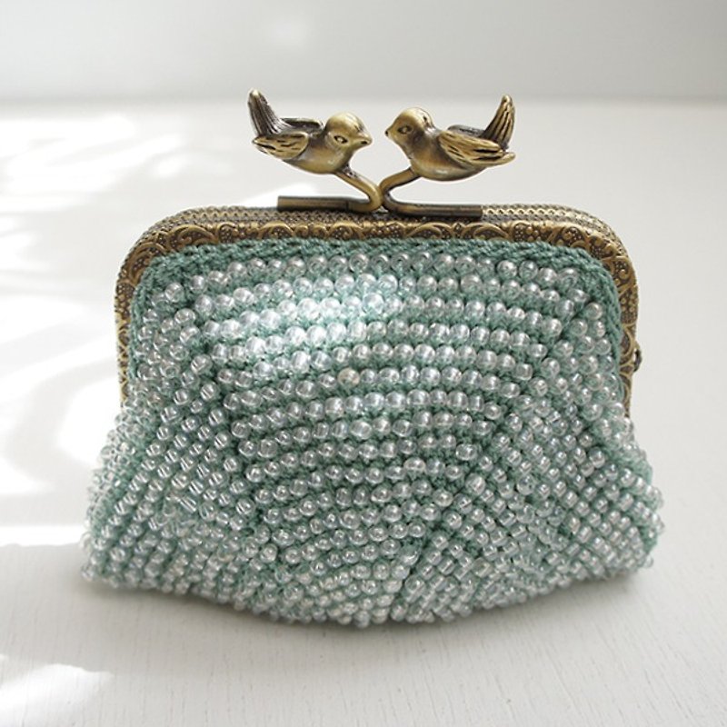 Ba-ba handmade☆beads crochet coinpurse (No.678） - 化妆包/杂物包 - 其他材质 绿色