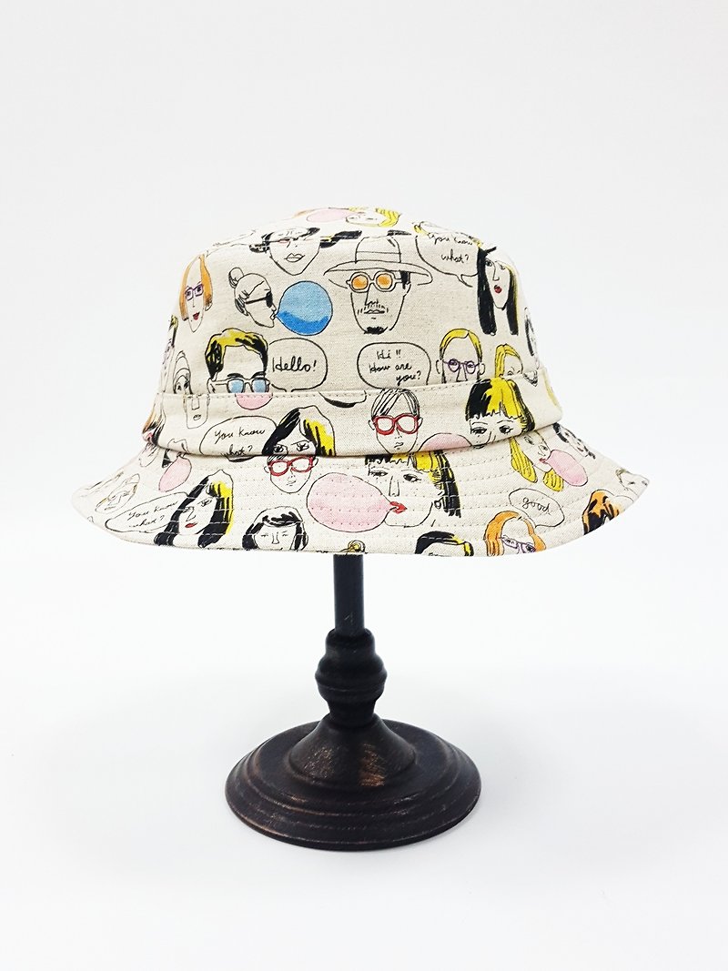 英式圆盘绅士帽 - Hello！！趣味美式头相     #夏季新款 #限量  #极少量制作 - 帽子 - 棉．麻 多色