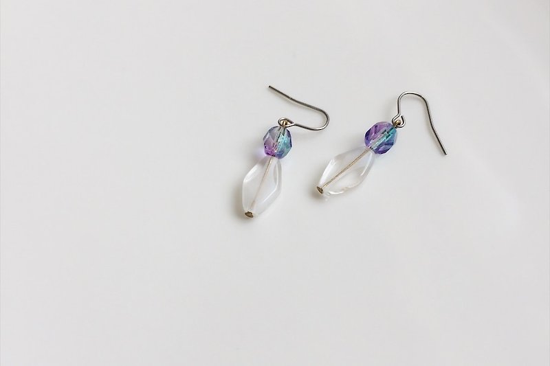 rainbow 玻璃串珠造型耳环 - 耳环/耳夹 - 玻璃 紫色