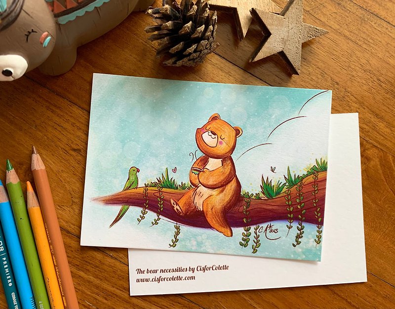 The bear necessities postcard - 卡片/明信片 - 纸 蓝色