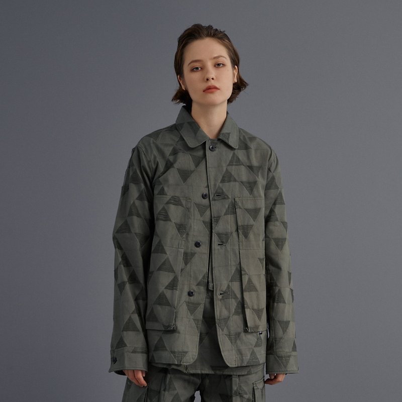 DYCTEAM - (DIST.) - triangle jacquard patch pocket jacket - 男装外套 - 其他材质 绿色
