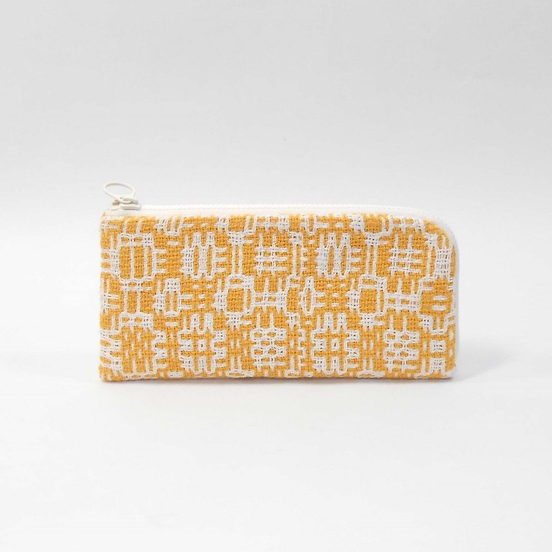 手织布 L型简易式长夹01 - 皮夹/钱包 - 棉．麻 黄色