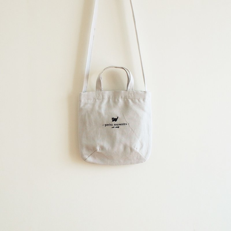 mini linen tote bag : light gray - 侧背包/斜挎包 - 棉．麻 灰色