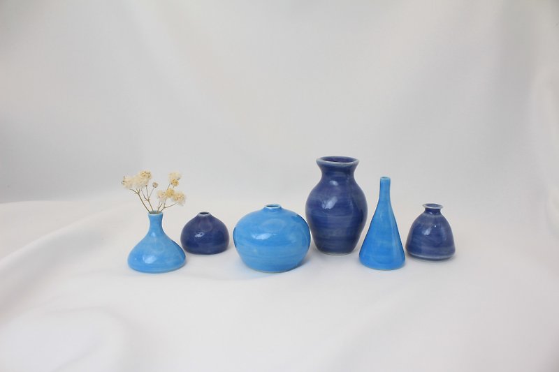 袖珍迷你陶瓷花器-饱和蓝系列-请务必确认尺寸再下标 - 花瓶/陶器 - 瓷 蓝色