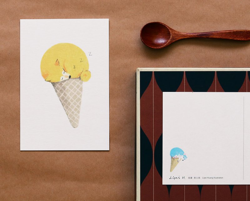 芒果柴犬冰淇淋明信片