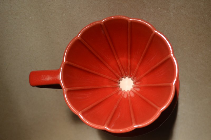 大红菊型长肋滤杯01款 - 咖啡壶/周边 - 陶 红色