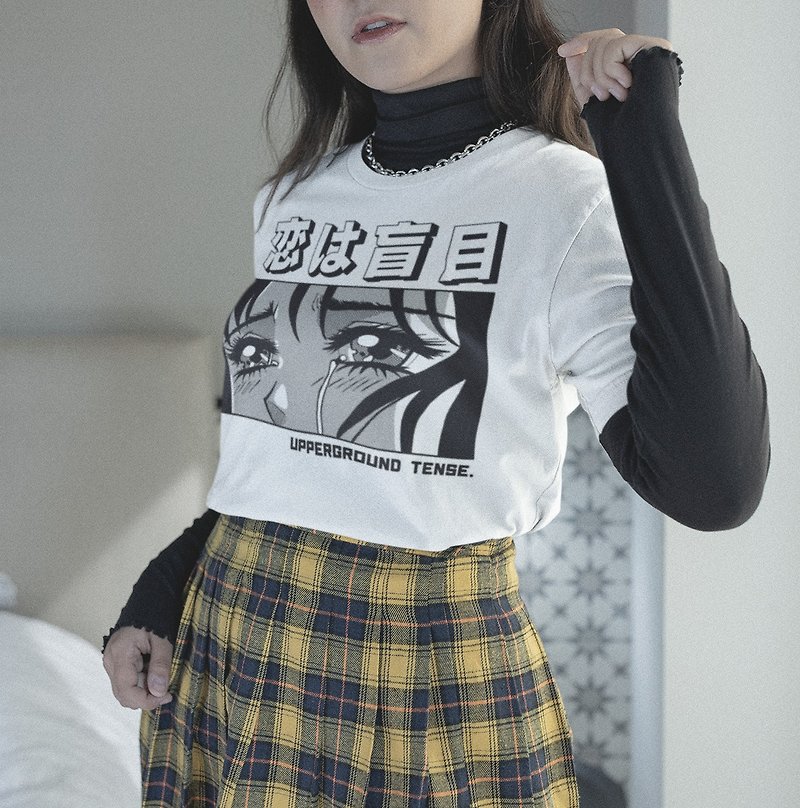 Sad Girl Anime Streetwear 100% Cotton Unisex T-Shirt - 男装衬衫 - 棉．麻 多色