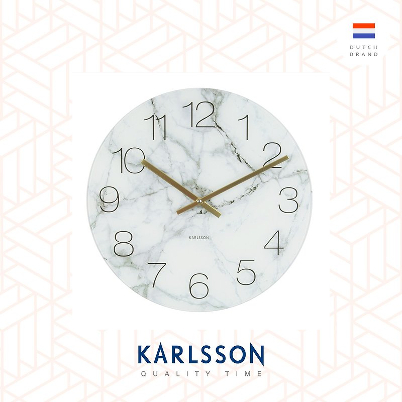Karlsson, 17cm Table/Wall clock Glass Marble white small - 时钟/闹钟 - 玻璃 白色