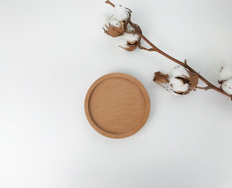 榉木-圆角圆盘杯垫/礼物 - 杯垫 - 木头 咖啡色