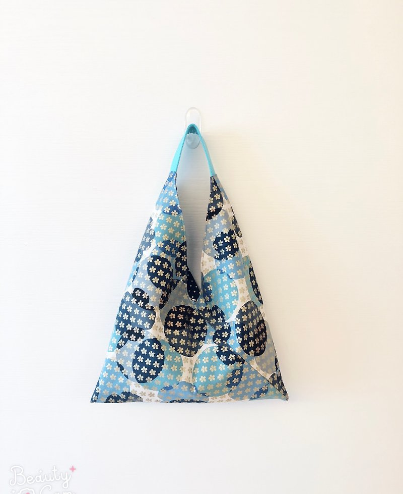 三角粽形手提包-和风蓝/日式折纸包 - 手提包/手提袋 - 棉．麻 蓝色