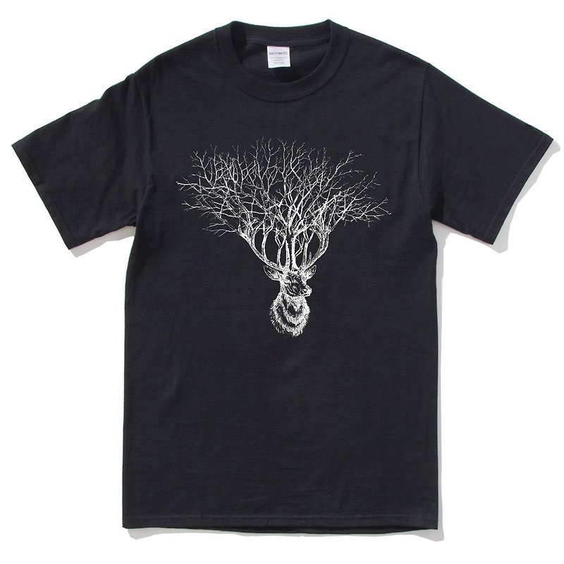 Deer Tree【现货】短袖t恤 黑色 鹿树麋鹿设计文青自创品牌动物 - 男装上衣/T 恤 - 棉．麻 黑色