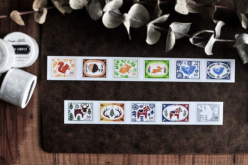 北欧森林邮票纸胶带-动物/邮票/拼贴/手帐/3cm-特殊油墨-售完不补 - 纸胶带 - 纸 多色
