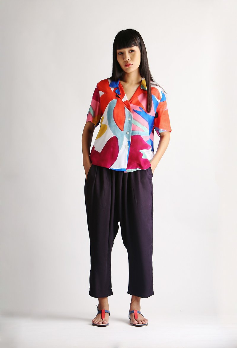 ็Hand Painted Hawaii Shirt - S,M,L,XL - 女装衬衫 - 棉．麻 多色