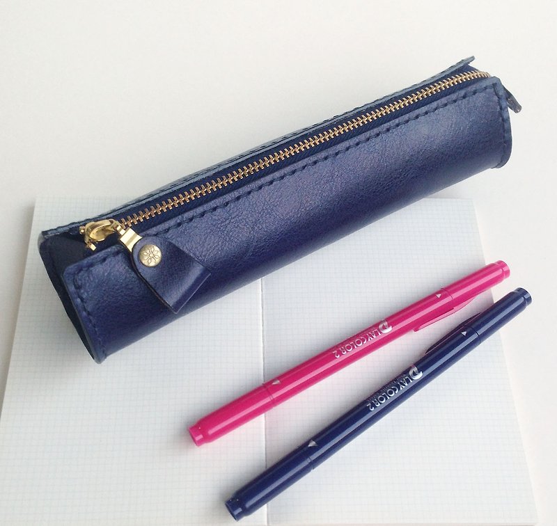 春日樱开–皮革笔袋‘湛蓝色’Leather pen case INDIGO - 铅笔盒/笔袋 - 真皮 蓝色