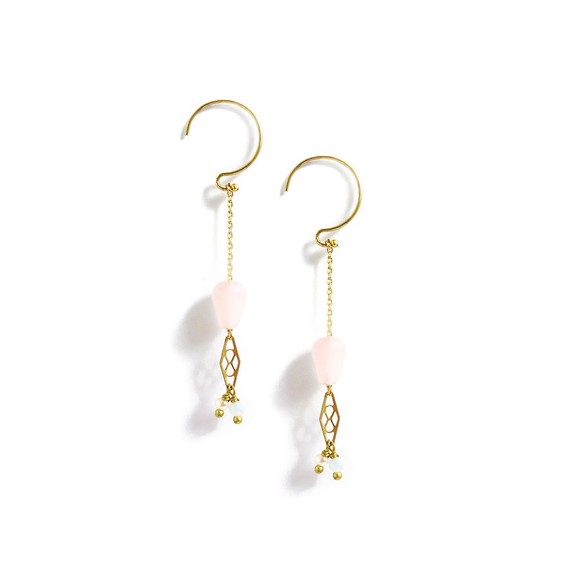【Ficelle妃纱轻珠宝】与你同行 - 粉晶 - 耳环 - 耳环/耳夹 - 宝石 粉红色