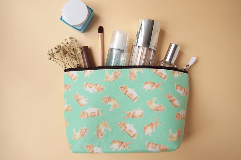 兔子 小兔 化妆包 手拿包 零钱包 随身小物包 杂物包 收纳包 - 化妆包/杂物包 - 人造皮革 绿色