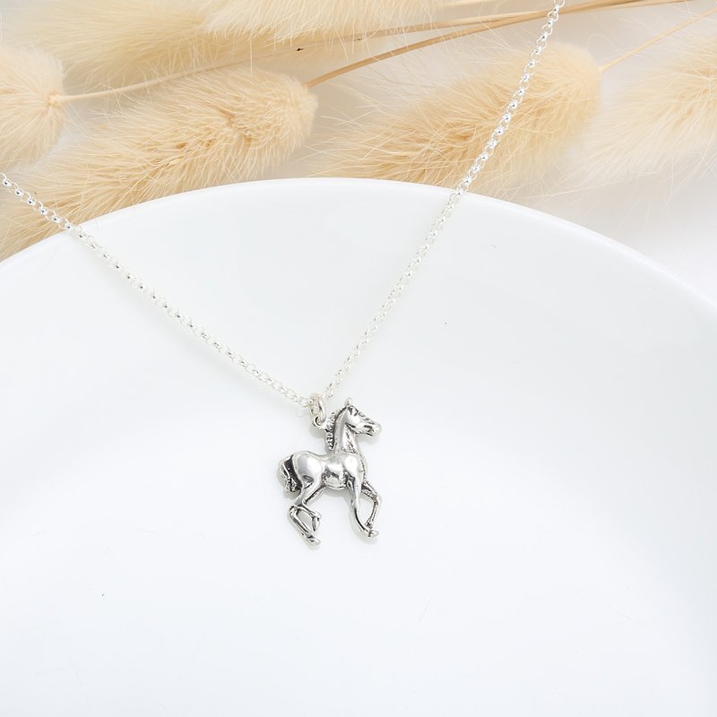 【礼物】迷你马 Pony s925 纯银 项链 生日 周年 情人节 礼盒 - 项链 - 纯银 银色