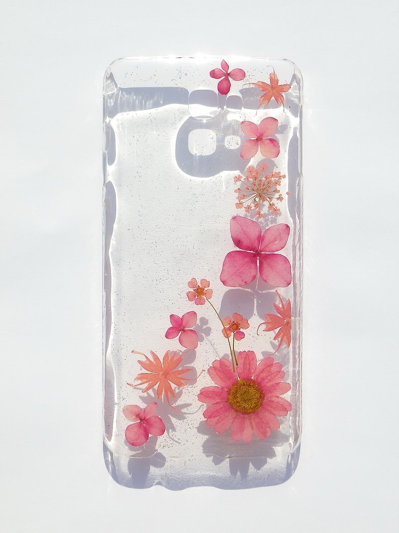 Anny's workshop手作押花手机保护壳，适用于Samsung J7 Prime, 浪漫的桃粉色(现货) - 手机壳/手机套 - 塑料 粉红色
