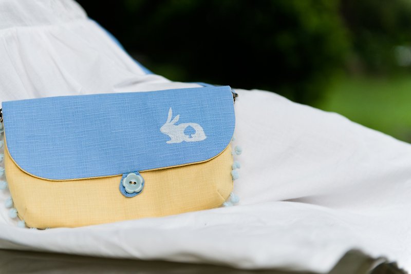 【爱丽丝的兔子洞】两用小流苏斜背包/侧背包 - 侧背包/斜挎包 - 棉．麻 蓝色