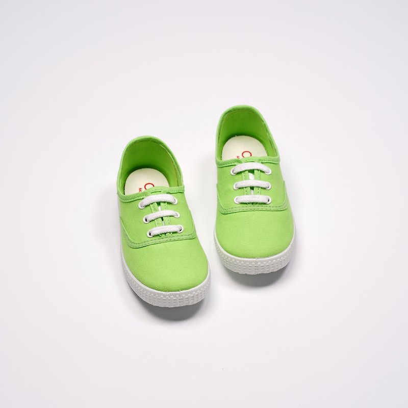 西班牙国民帆布鞋 CIENTA52000 19苹果绿色 经典布料 童鞋 系带款 - 童装鞋 - 棉．麻 绿色