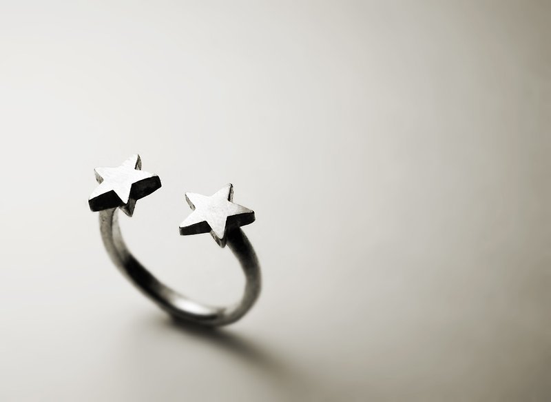 双星开口戒指 - 戒指 - 其他金属 银色
