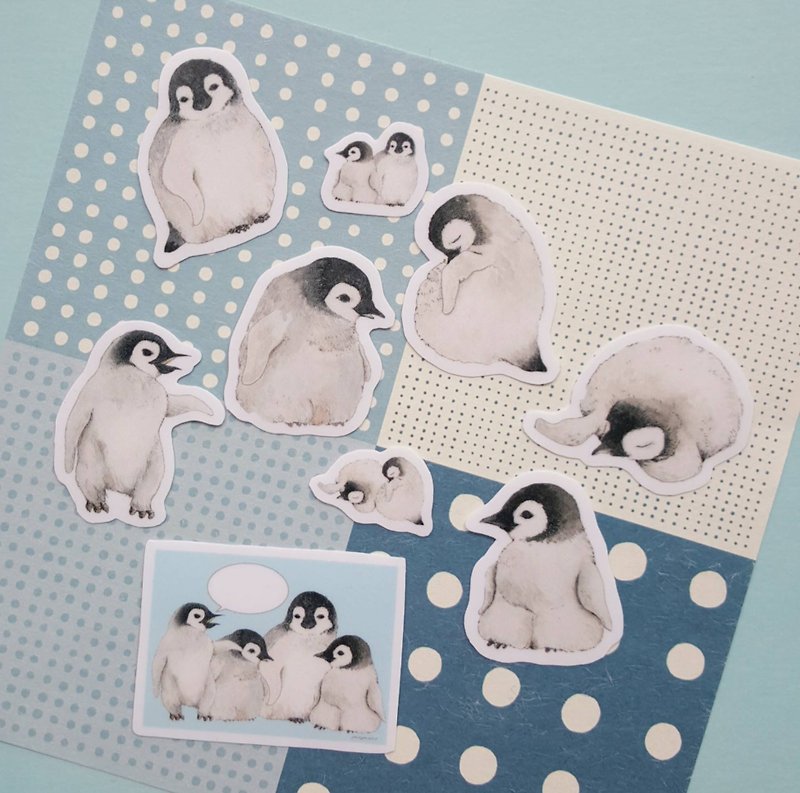 企鹅宝宝手绘贴纸(改版为和纸贴纸) - 贴纸 - 其他材质 