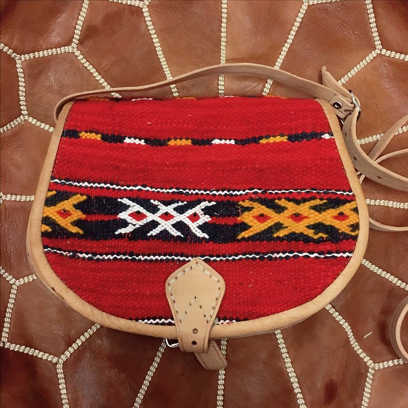 摩洛哥 手工平织地毯 小羊皮 侧背包 斜背包 民族风 配件 - 侧背包/斜挎包 - 真皮 红色