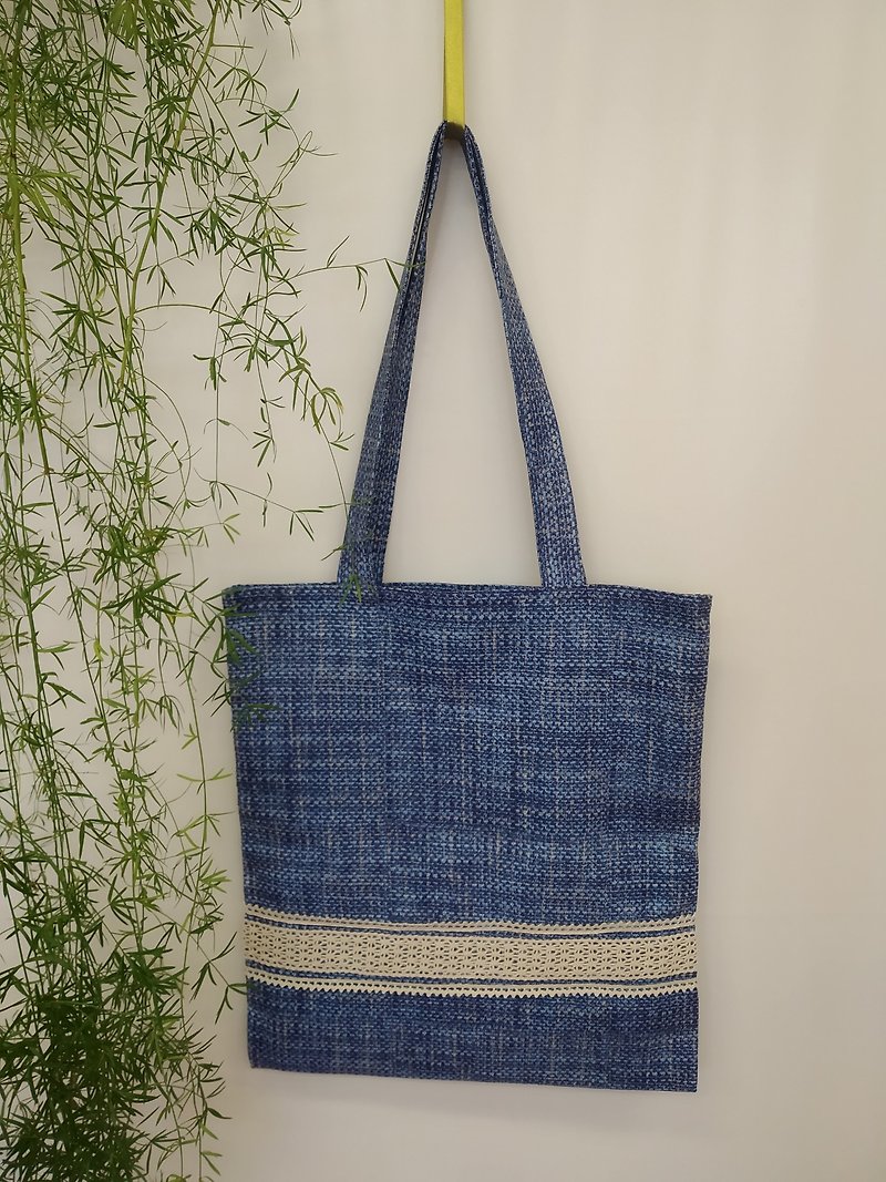 Strong reusable blue tote bag, eco friendly, cotton canvas soft bag