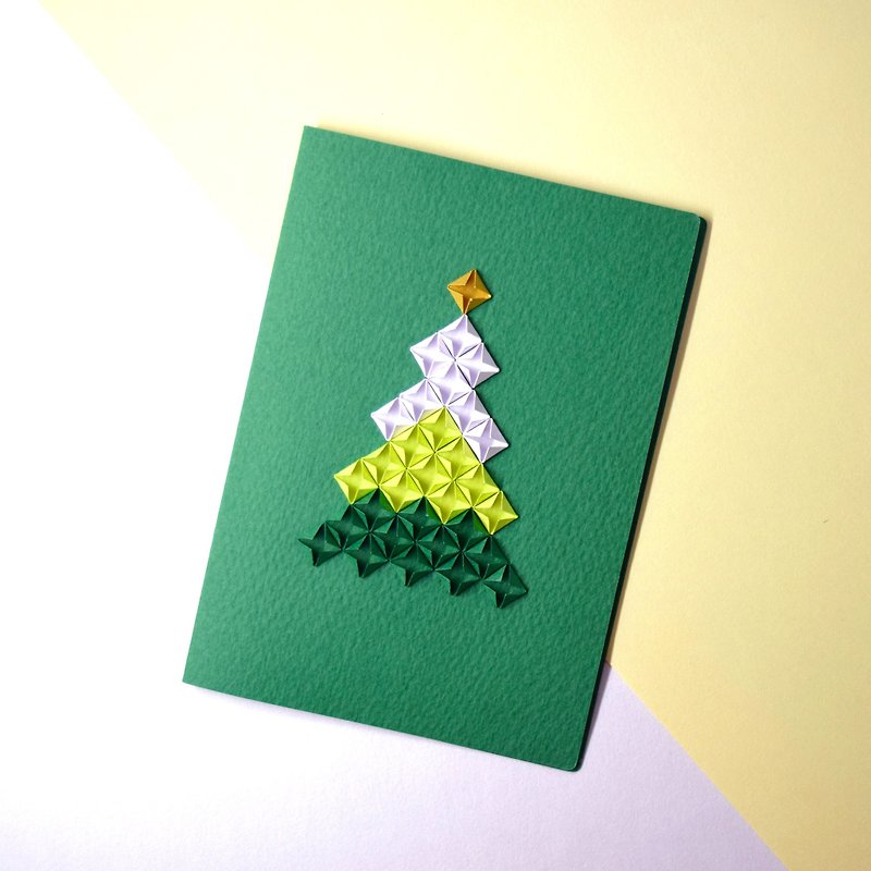 圣诞树绿色折纸艺术圣诞卡 - 卡片/明信片 - 纸 绿色