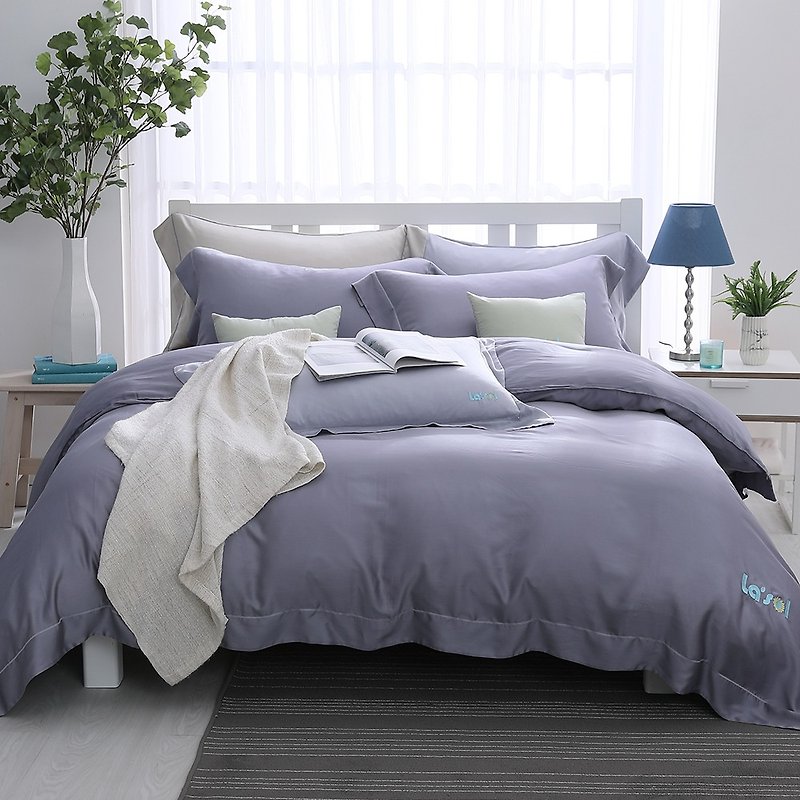 (特大)蒙蒙暮光-纯色设计款天丝两用被床包四件组【60支天丝】 - 寝具 - 其他材质 灰色