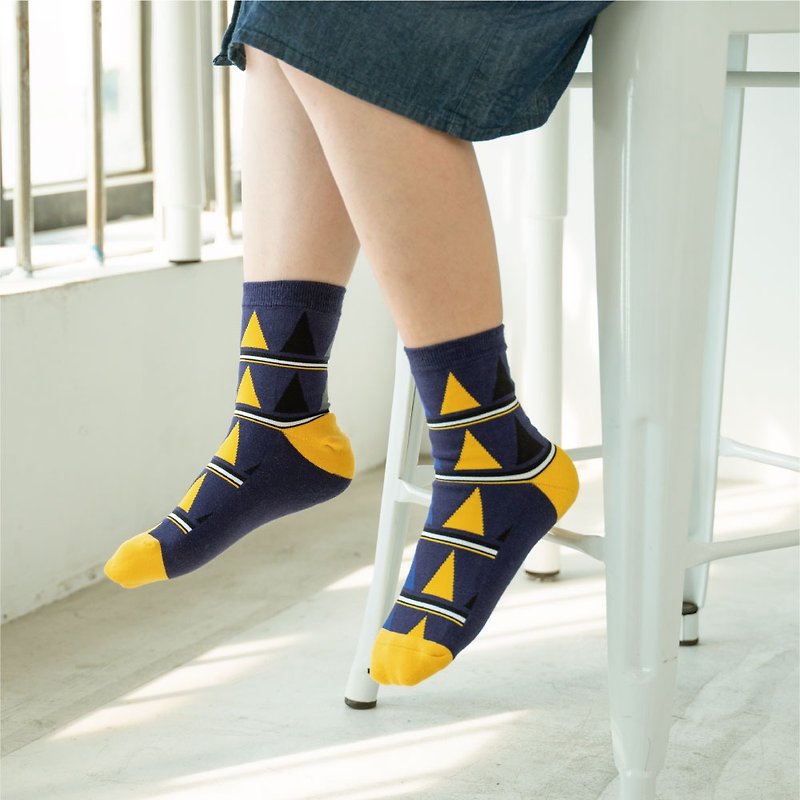 【嘎嘎乌拉拉】长袜 中筒袜 袜子 | 台湾原创设计袜 SoundsGood - 袜子 - 棉．麻 蓝色