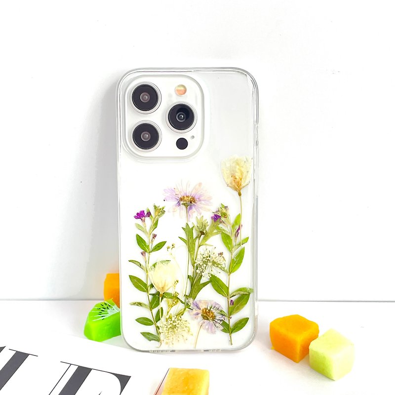 马兰与白海棠花手作押花手机壳 适用于iPhone Samsung Sony全系 - 手机壳/手机套 - 植物．花 