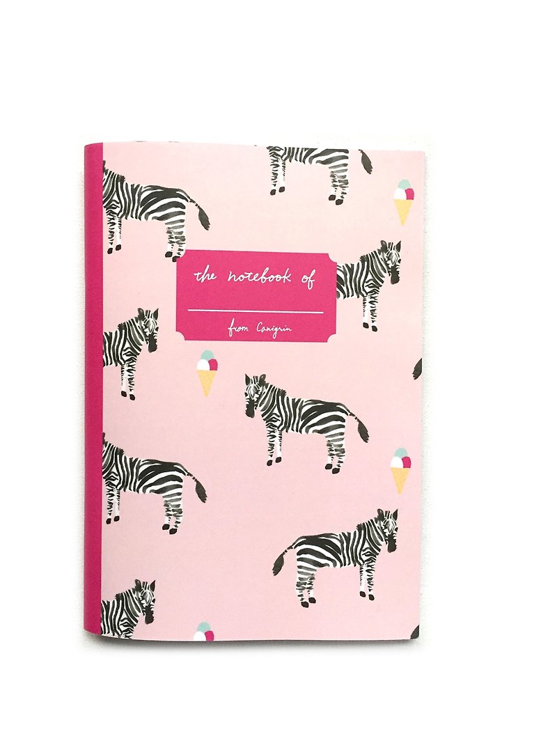 斑马与冰淇淋 A5方格笔记本-粉红 - 笔记本/手帐 - 纸 粉红色