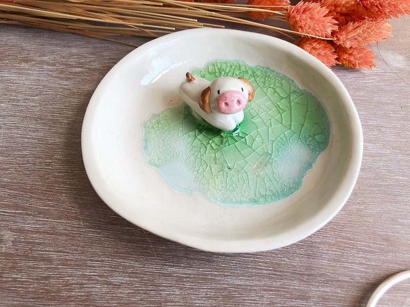 桌上风景 陶瓷小猪饰物碟 - 花瓶/陶器 - 瓷 白色