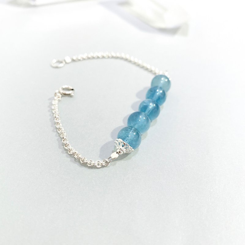 Ops Aquamarine silver bracelet -海水蓝宝/喉轮/舒压/弹性/疗愈