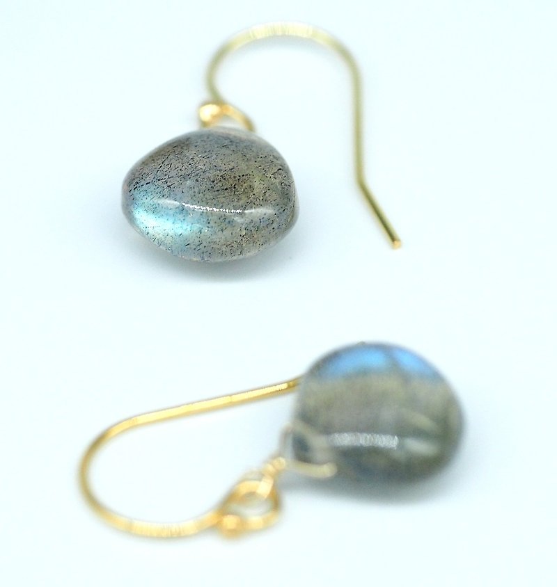 14KGF AAA拉长石(钙钠斜长石) ラブラドライト - 耳环/耳夹 - 宝石 蓝色