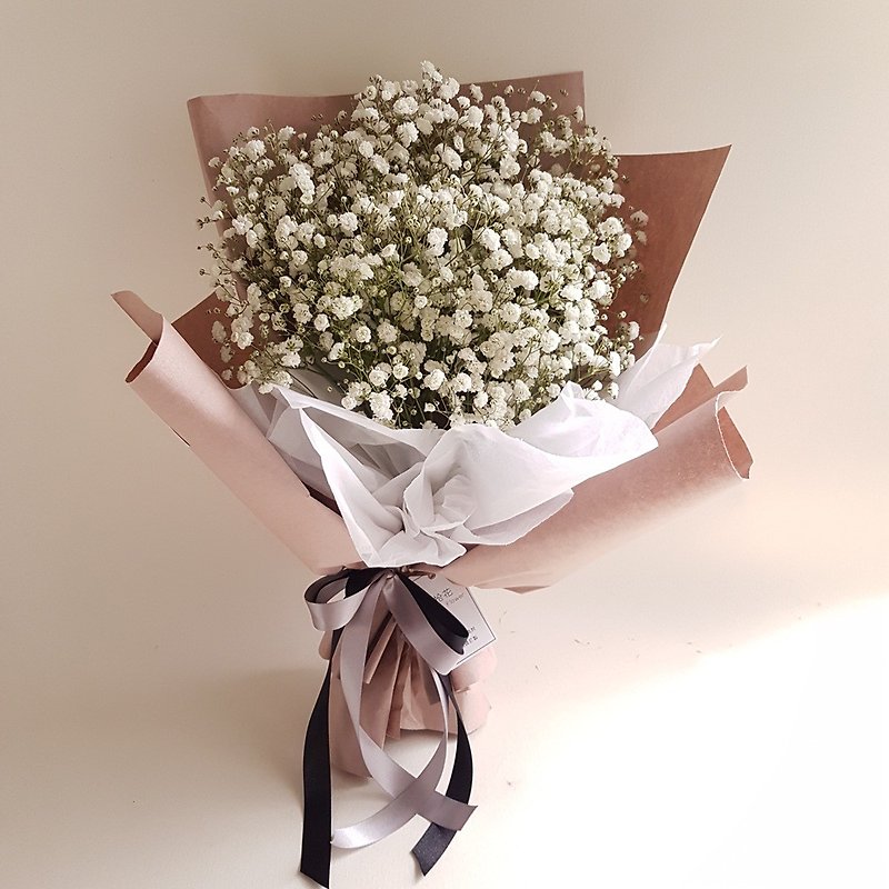 鲜花白满天星韩式包装气质花束 - 干燥花/捧花 - 植物．花 白色