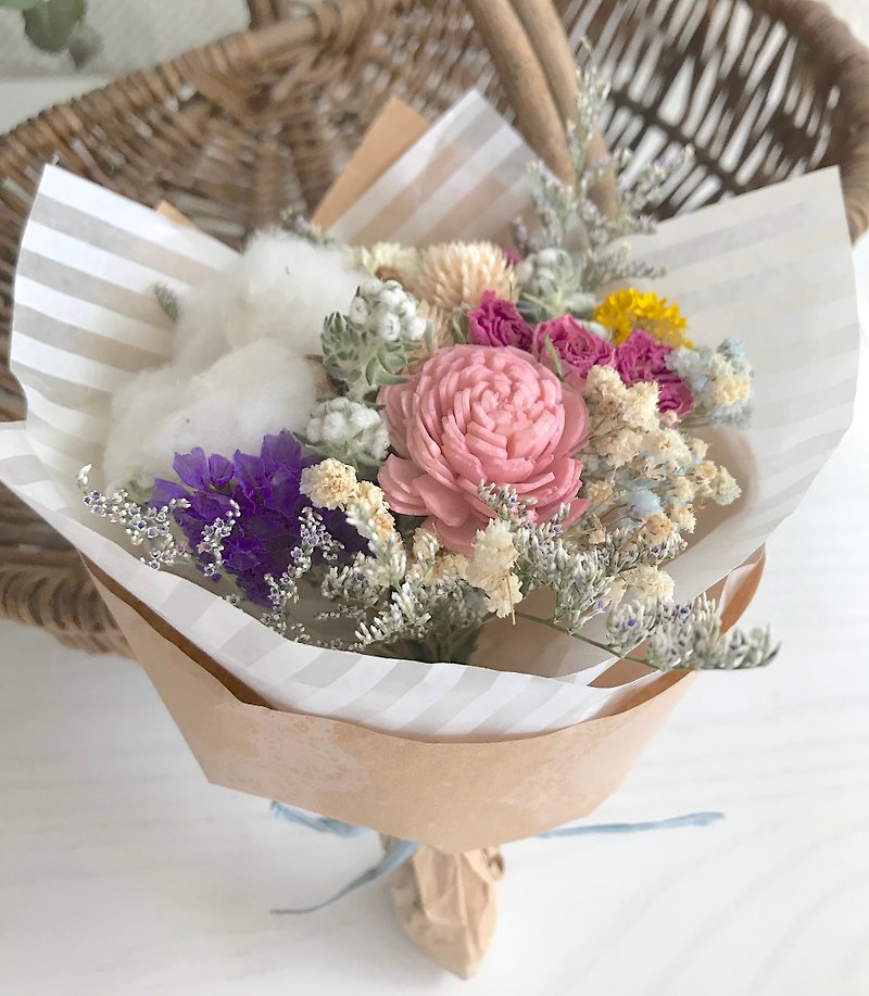 Masako 粉色浪漫 棉花索拉玫瑰缤纷系 干燥花束 约会小礼 生日礼物   - 植栽/盆栽 - 植物．花 