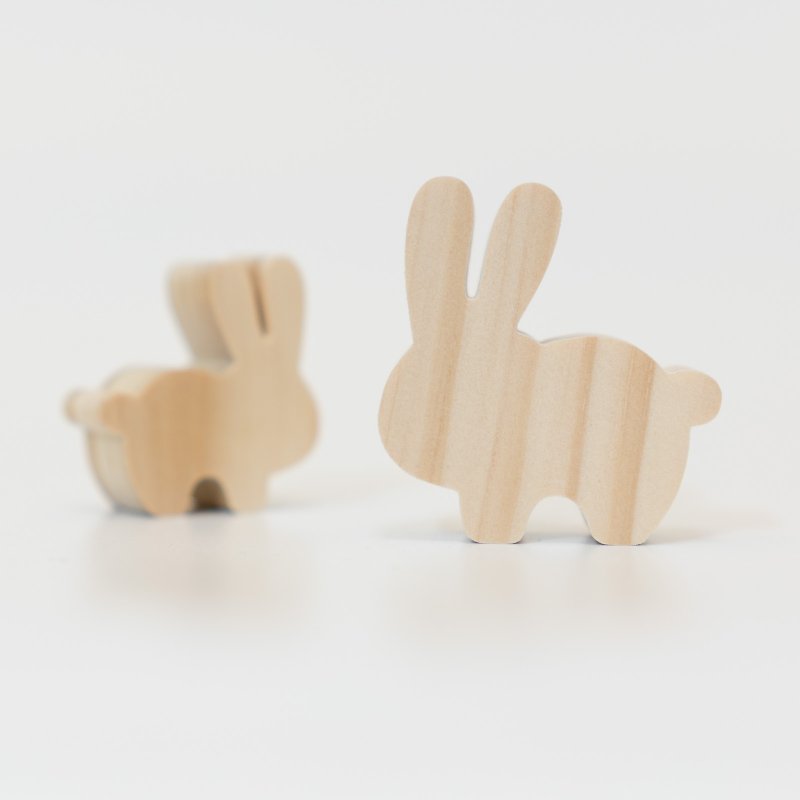 wagaZOO厚切造型积木 农场系列－小兔兔、站立兔 - 摆饰 - 木头 卡其色