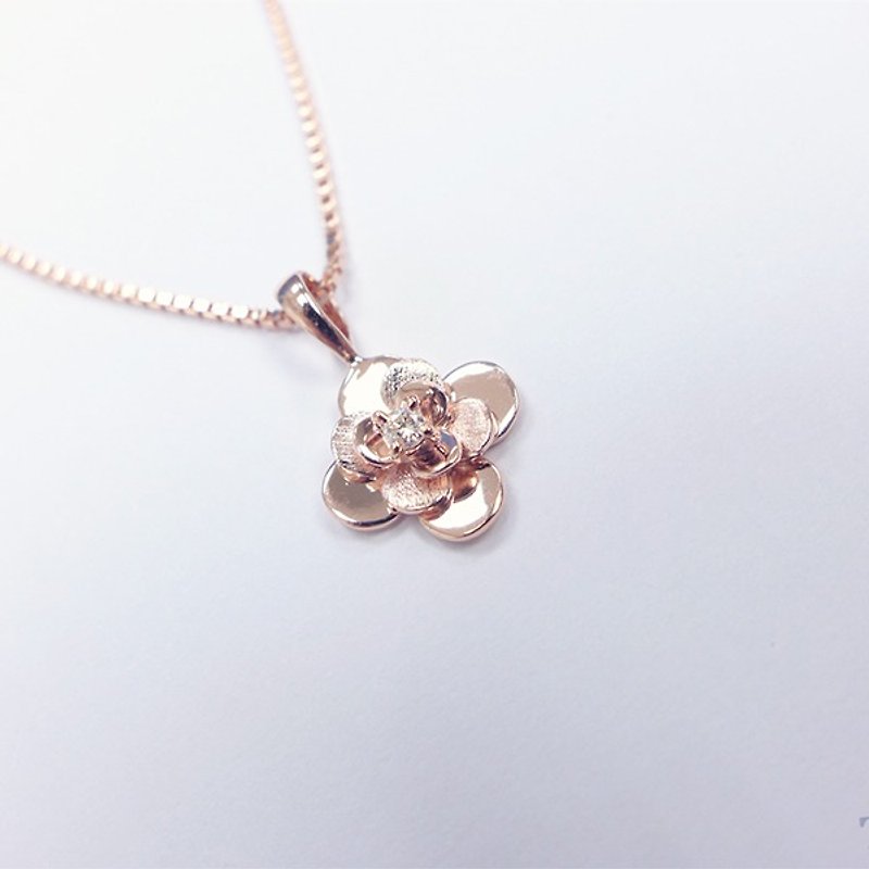 (限量)轻珠宝版<< 桩~Tsubaki~ >> 和风钻石吊坠 山茶花 - 项链 - 宝石 粉红色